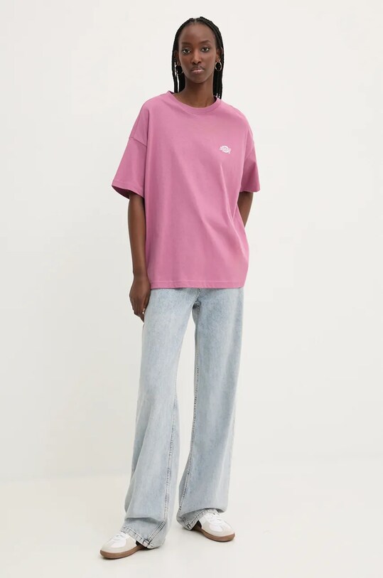 Dickies cotton t-shirt DK0A4Y1BBLK1 pink AA00
