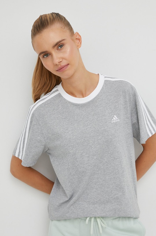 adidas t-shirt bawełniany Essentials HC0106 szary AW24