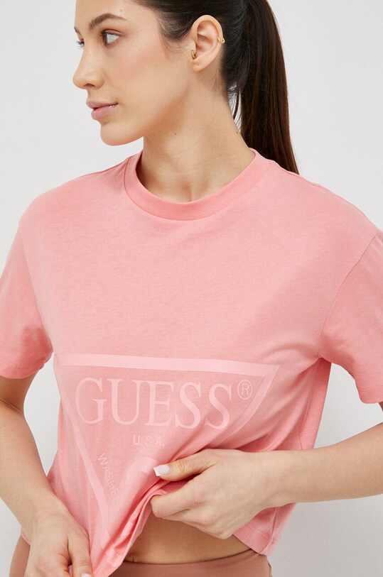Бавовняна футболка Guess рожевий V2YI06.K8HM0