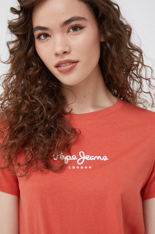 Bavlnené tričko Pepe Jeans potlač ružová PL505292.262