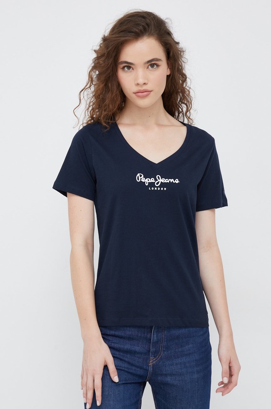 Bavlněné tričko Pepe Jeans námořnická modř PL505294.594