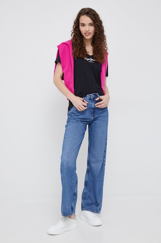 Pepe Jeans t-shirt bawełniany PL505294.999 czarny AW22
