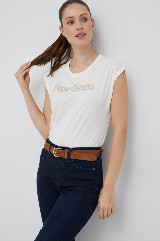 Pepe Jeans tricou din bumbac bej PL505296.808
