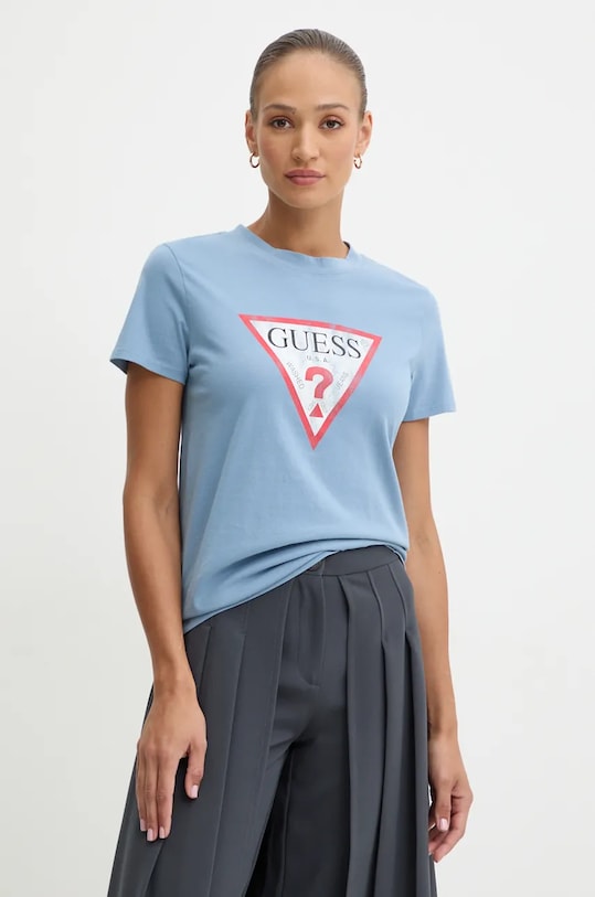 Хлопковая футболка Guess голубой W2BI69.K8FQ1