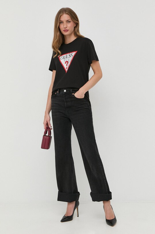 Guess t-shirt bawełniany bawełna czarny W2BI69.K8FQ1