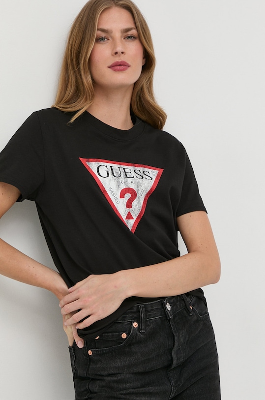 Guess t-shirt bawełniany W2BI69.K8FQ1 czarny NC24
