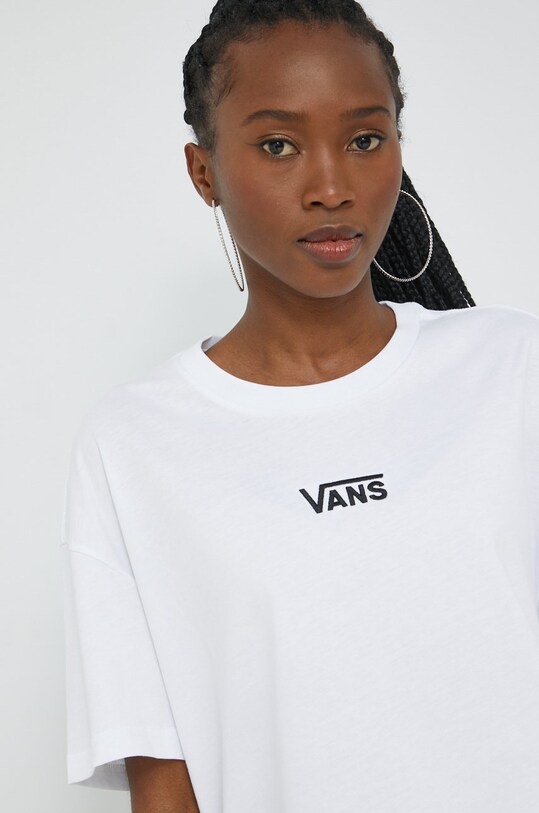 Памучна тениска Vans бял VN0A7YUTWHT1