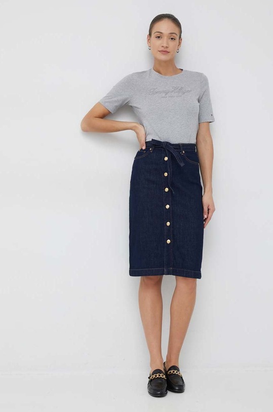 Bavlněné tričko Tommy Hilfiger WW0WW36135.9BYY šedá AW22