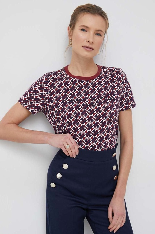 Бавовняна футболка Tommy Hilfiger бордо WW0WW37436.9BYY