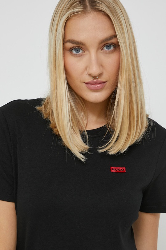 HUGO tricou din bumbac uni negru 50478510