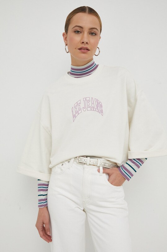 Lee t-shirt bawełniany beżowy L36BBRDN