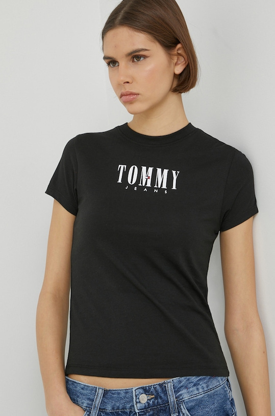 Tričko Tommy Jeans slim černá DW0DW14378.9BYY