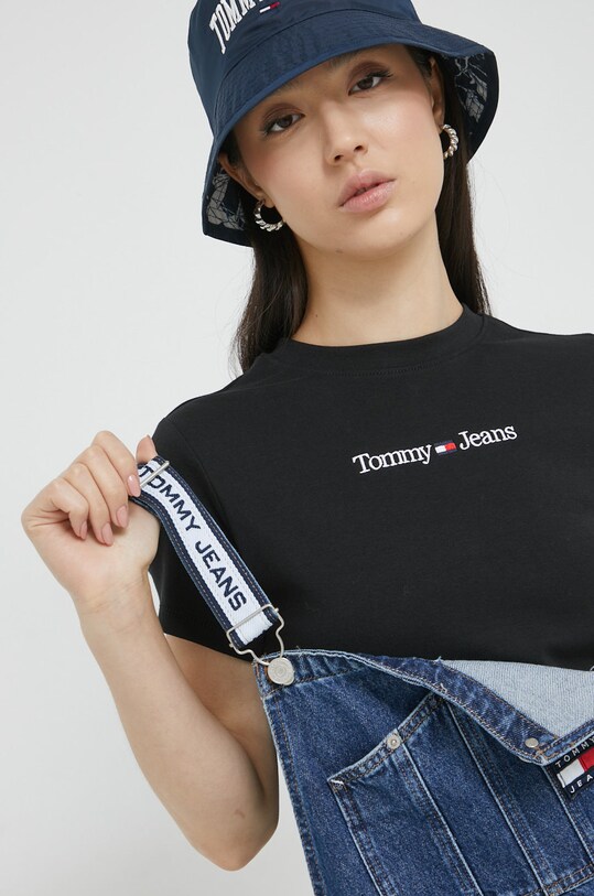 Tommy Jeans t-shirt z elastanem czarny DW0DW14364.9BYY