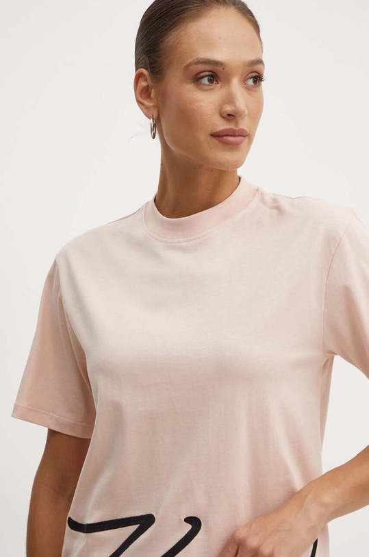 Ρούχα Βαμβακερό μπλουζάκι Karl Lagerfeld 226W1703 ροζ