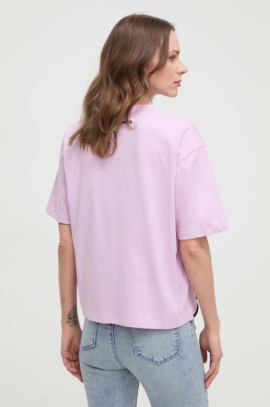 Ruházat Karl Lagerfeld pamut póló 226W1703 rózsaszín