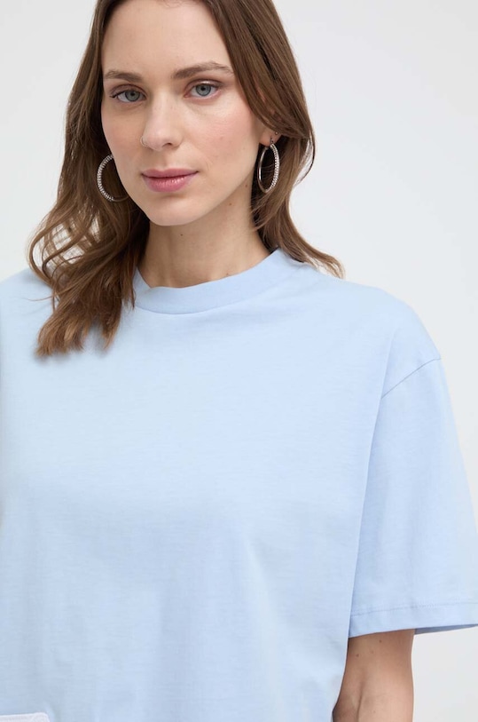 Bavlněné tričko Karl Lagerfeld 226W1703 modrá AW24