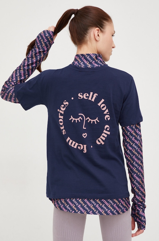 Femi Stories tricou din bumbac Manuel print bleumarin MANUEL.NVY