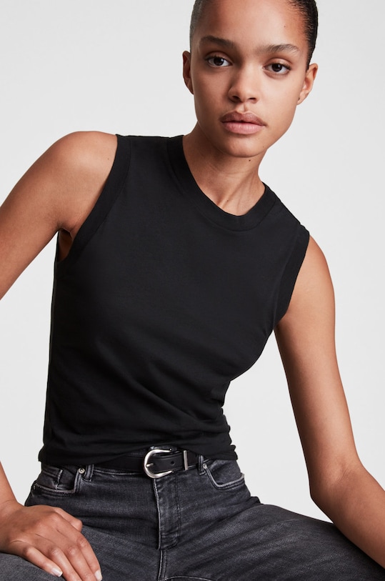 Хлопковый топ AllSaints хлопок чёрный WM221M