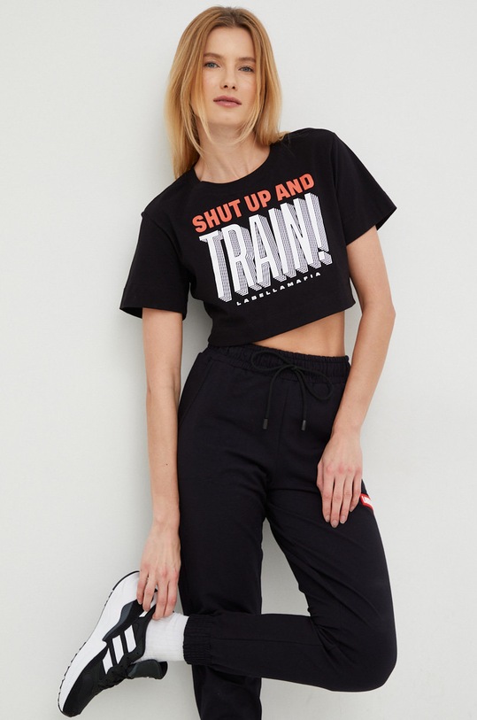LaBellaMafia t-shirt bawełniany nadruk czarny LB.26377