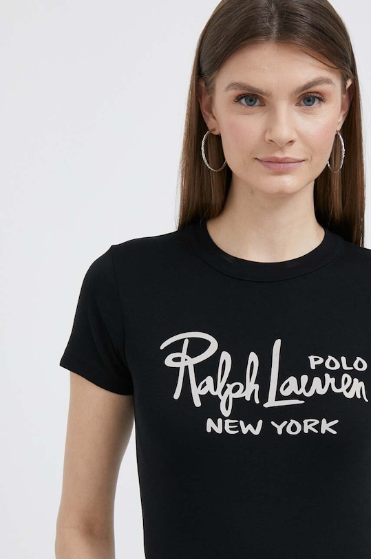 Bavlněné tričko Polo Ralph Lauren potisk černá 211882313001