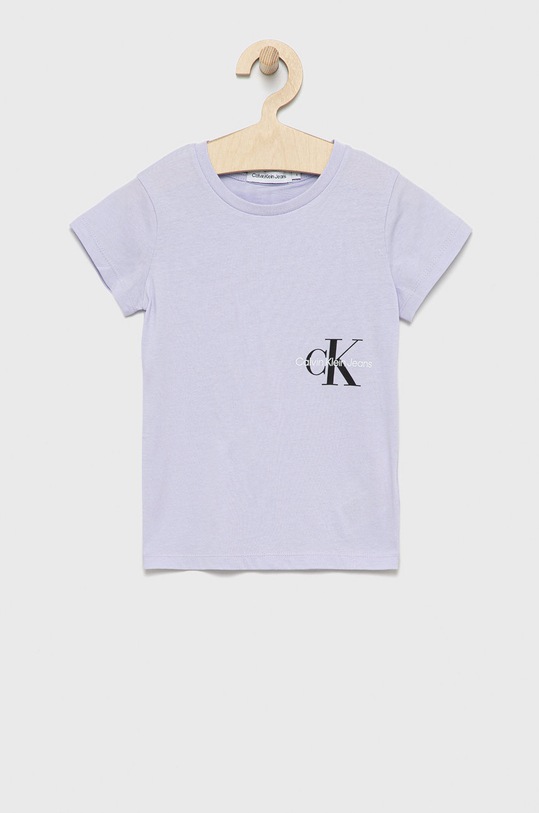 Dětské bavlněné tričko Calvin Klein Jeans kulatý fialová IG0IG01545.9BYY