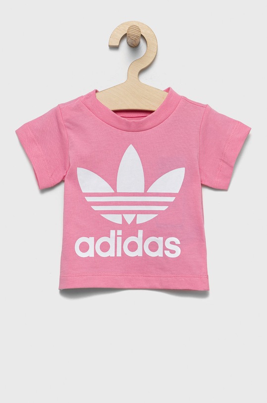 adidas Originals tricou de bumbac pentru copii print roz HK7502