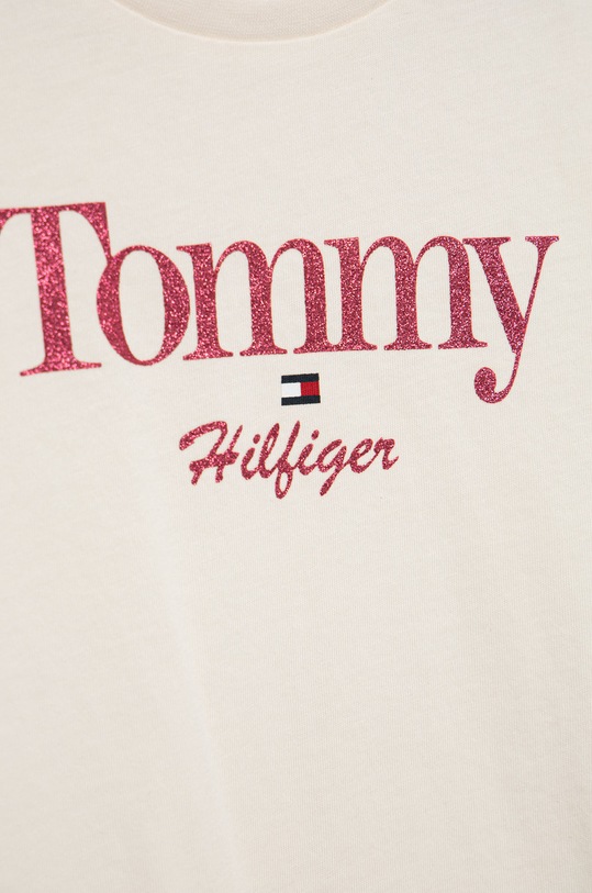 Dziewczynka Tommy Hilfiger t-shirt bawełniany dziecięcy KG0KG06821.9BYY beżowy