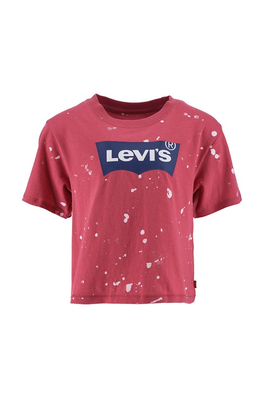 Детска памучна тениска Levi's надпис червен 3EG549.