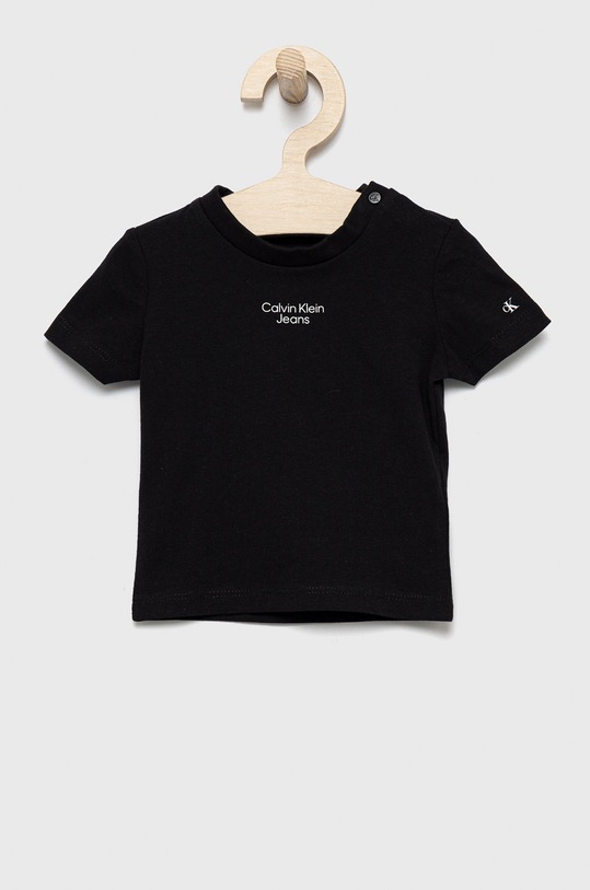Calvin Klein Jeans t-shirt dziecięcy IN0IN00021.9BYY z elastanem czarny IN0IN00021.9BYY