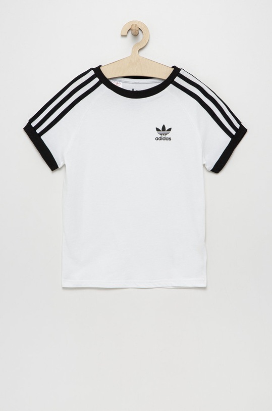 Otroška bombažna kratka majica adidas Originals Okrogel bela HK0265