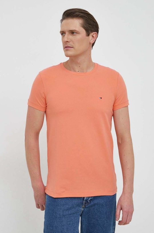 Tommy Hilfiger t-shirt z elastanem pomarańczowy MW0MW10800.9BYY