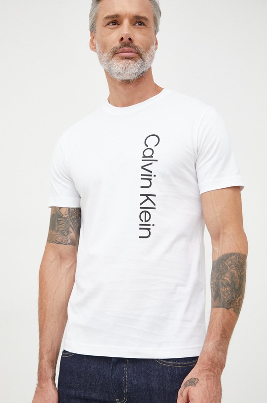 Calvin Klein t-shirt bawełniany nadruk biały K10K109738.9BYY