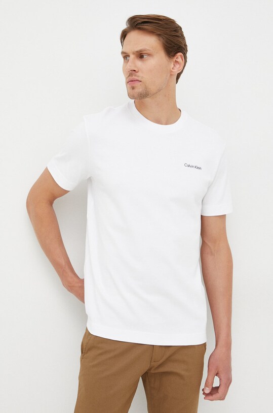Βαμβακερό μπλουζάκι Calvin Klein λευκό K10K109894.9BYY