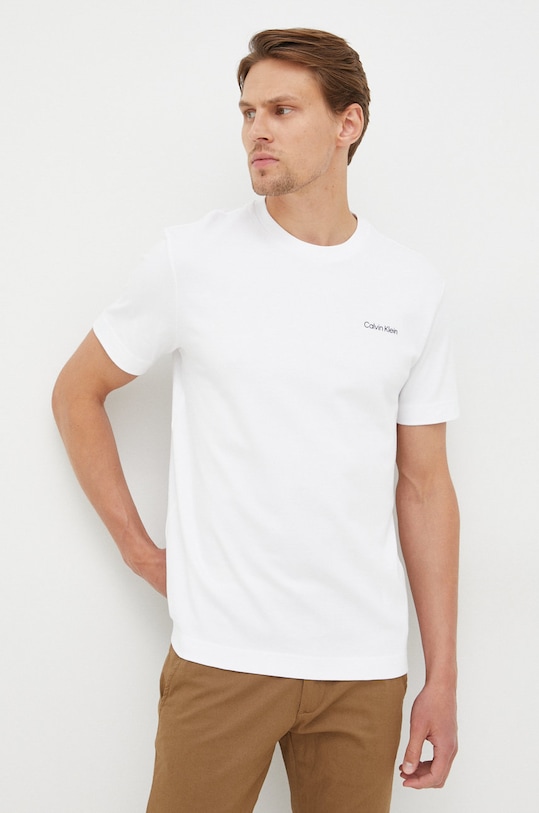 Βαμβακερό μπλουζάκι Calvin Klein λευκό K10K109894.9BYY