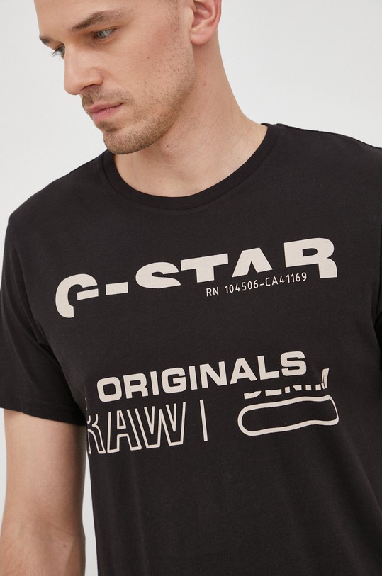 Bavlněné tričko G-Star potisk černá D21664.C506