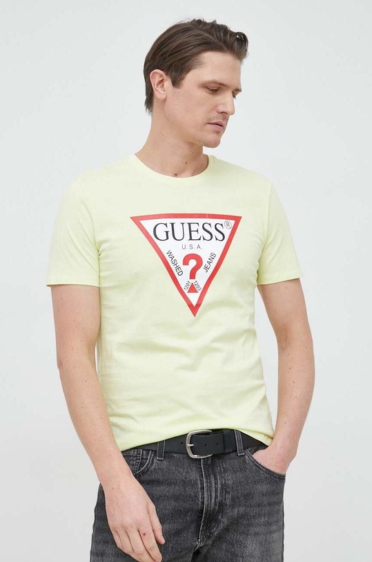 Guess t-shirt bawełniany żółty M2YI71.I3Z11
