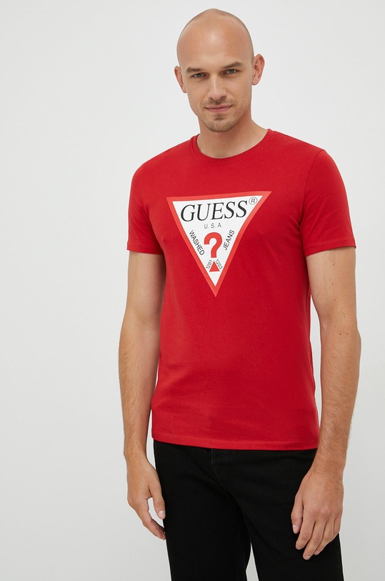 Guess t-shirt bawełniany nadruk czerwony M2YI71.I3Z11