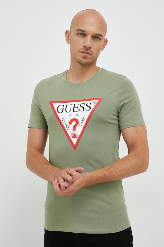 Guess t-shirt bawełniany nadruk zielony M2YI71.I3Z11