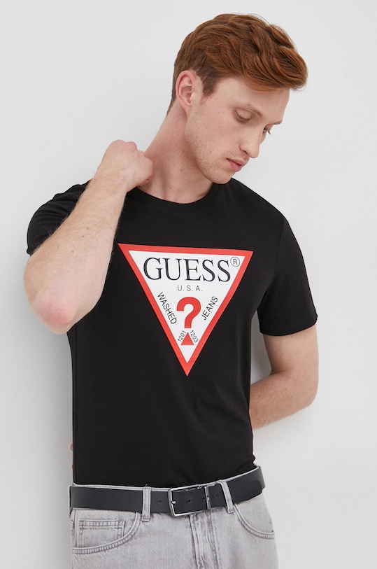Guess t-shirt bawełniany nadruk czarny M2YI71.I3Z11