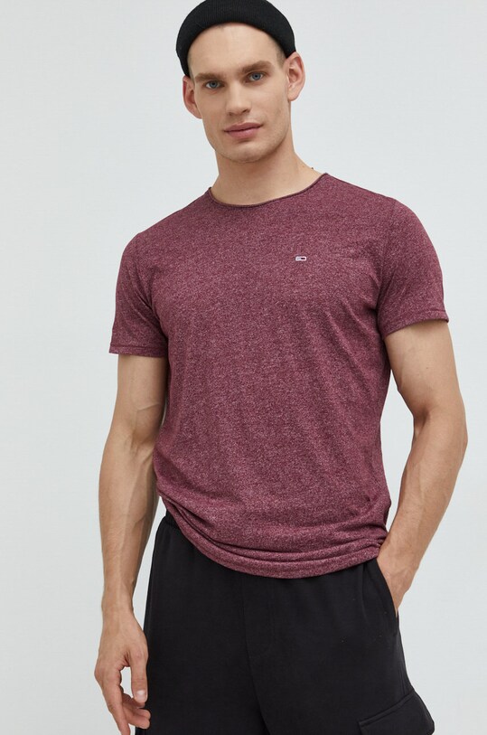 Tommy Jeans tricou melanj burgundia DM0DM09586.9BYY