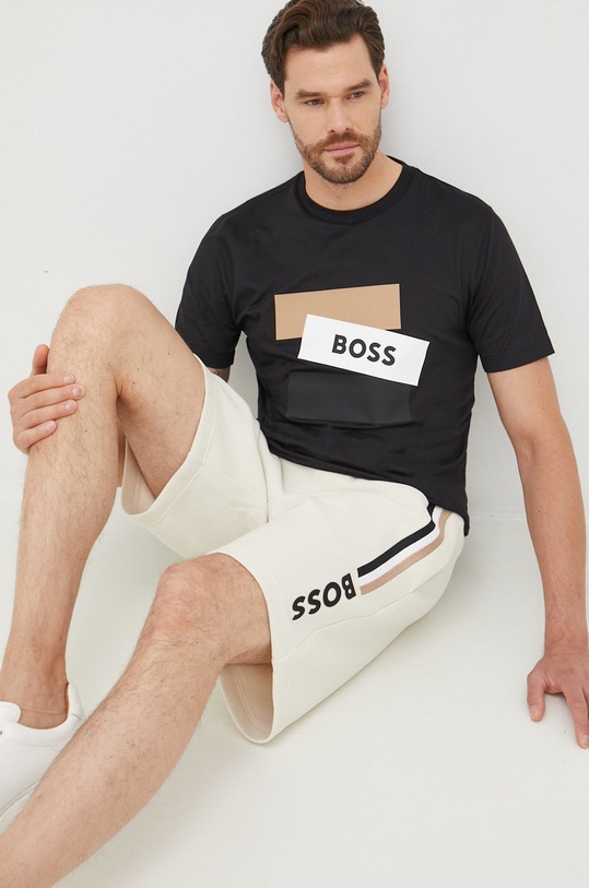 Bavlněné tričko BOSS 50482112 černá AW22