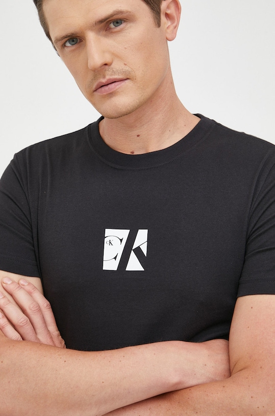 Βαμβακερό μπλουζάκι Calvin Klein Jeans βαμβάκι μαύρο J30J320876.9BYY