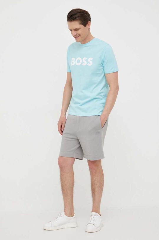 BOSS tricou din bumbac BOSS CASUAL 50481923 albastru SS25