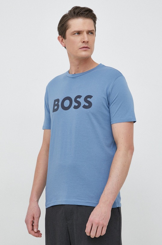 BOSS t-shirt bawełniany BOSS CASUAL nadruk niebieski 50481923