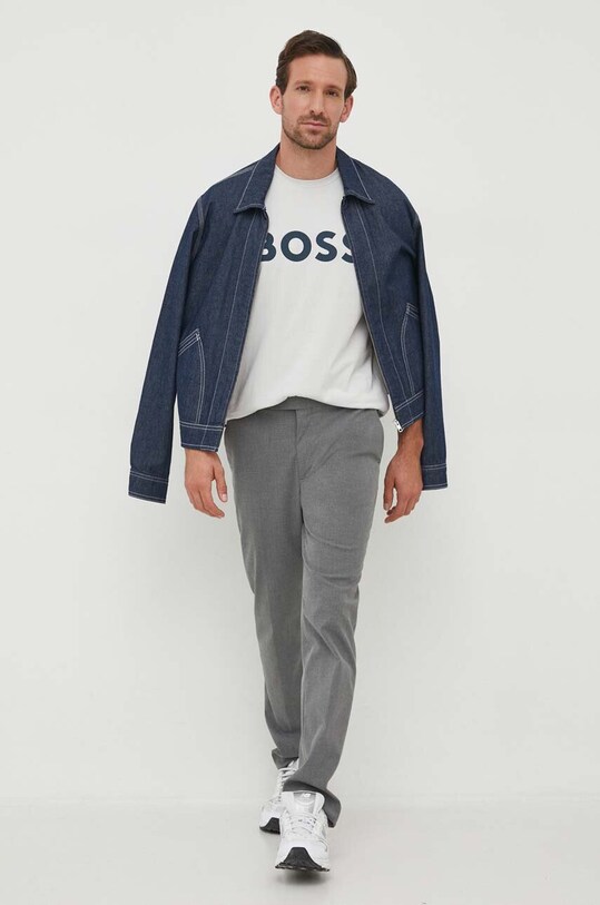 Βαμβακερό μπλουζάκι BOSS BOSS CASUAL 50481923 γκρί SS25
