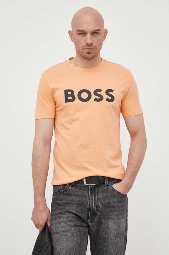 BOSS t-shirt bawełniany BOSS CASUAL pomarańczowy 50481923