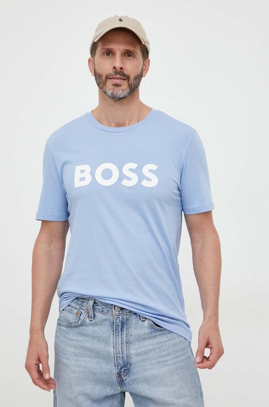 BOSS tricou din bumbac BOSS CASUAL print albastru 50481923