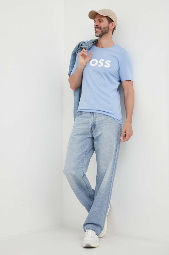BOSS tricou din bumbac BOSS CASUAL 50481923 albastru SS25