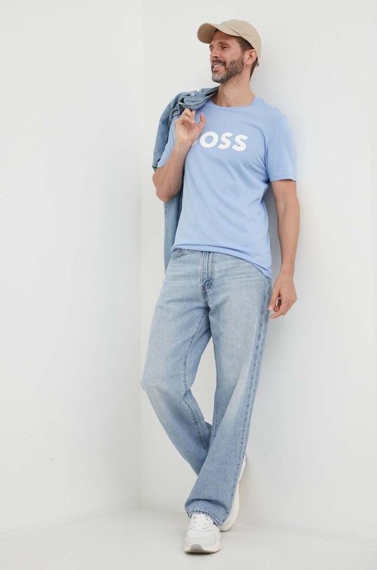 Βαμβακερό μπλουζάκι BOSS BOSS CASUAL 50481923 μπλε SS25