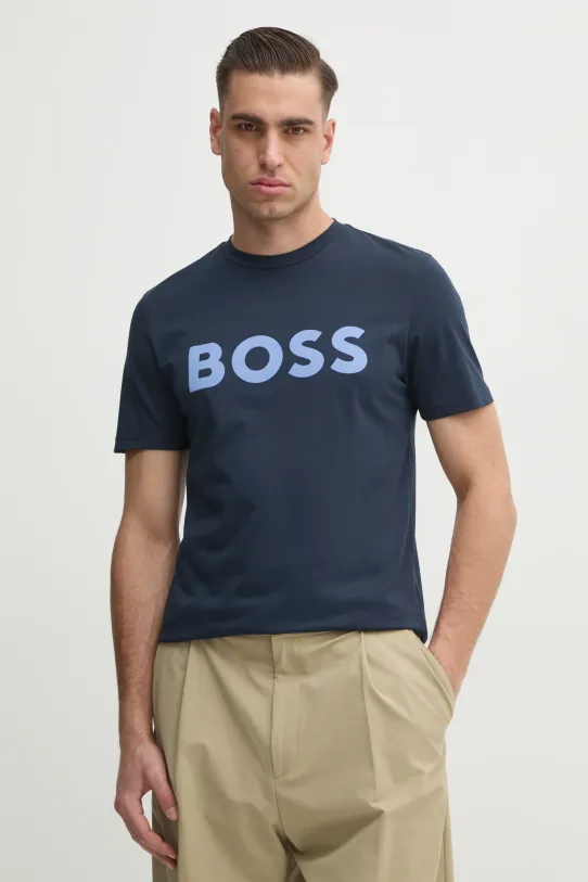 Хлопковая футболка BOSS BOSS CASUAL хлопок тёмно-синий 50481923